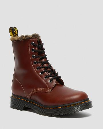 Dr Martens 1460 Serena Faux Fur Gevoerde Veterlaarzen Dames Bruin | NL 577ILH